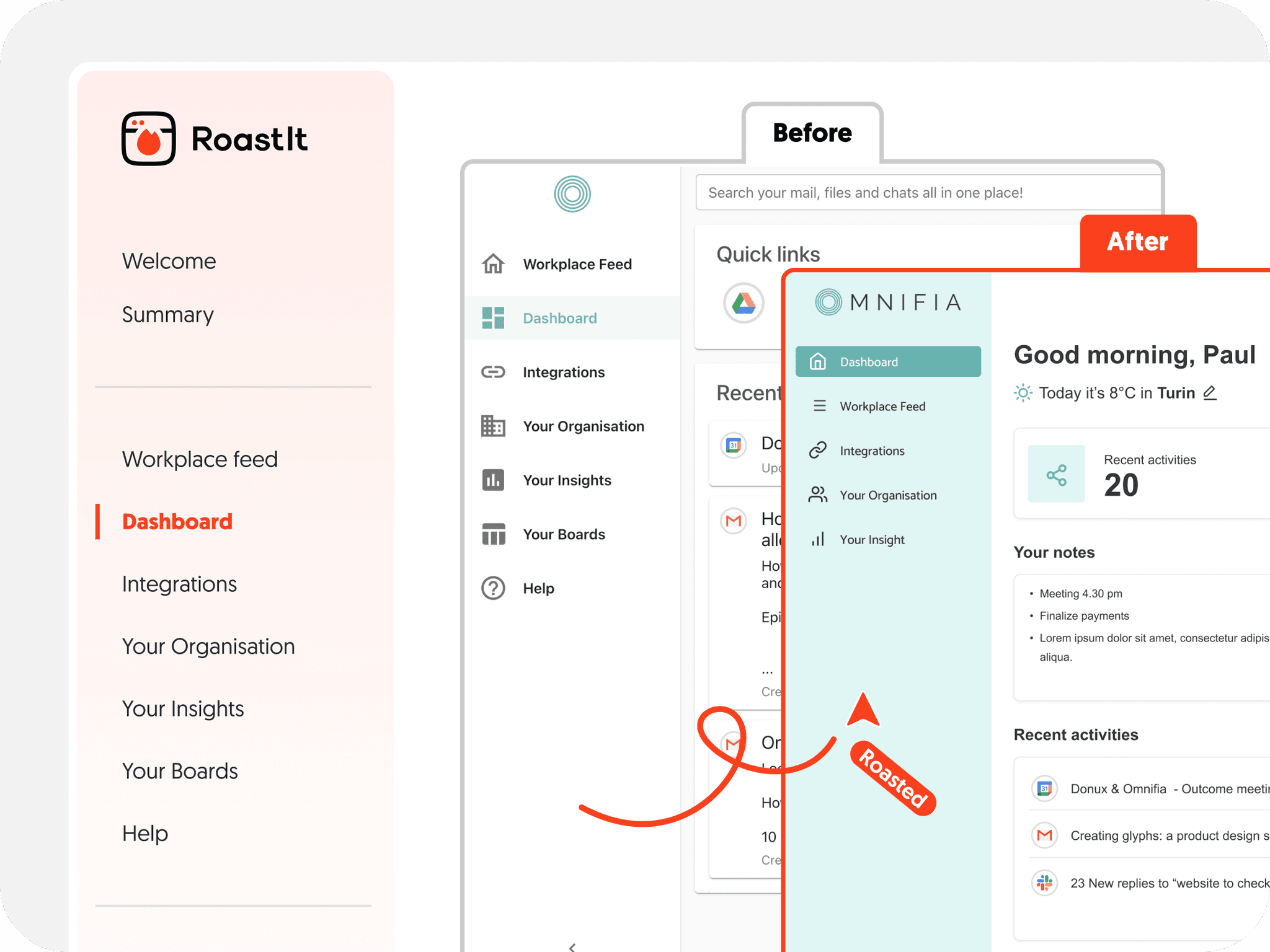 Before/after screen redesign example
