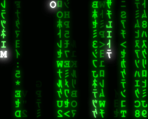 The Matrix digital rain: cascading green katakana characters on a black screen