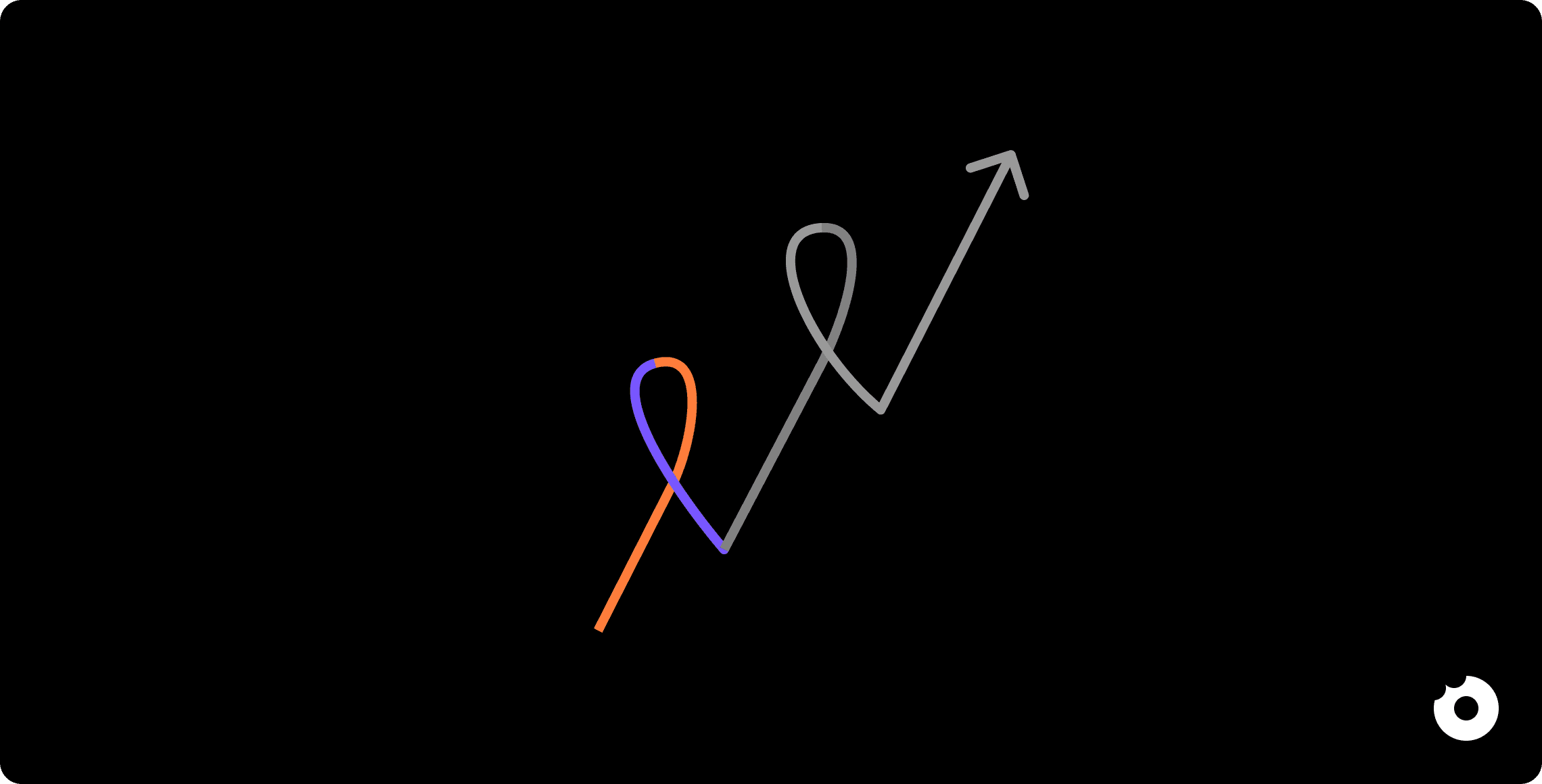 Line chart illustration showing initial growth path for product analytics focused on business goals