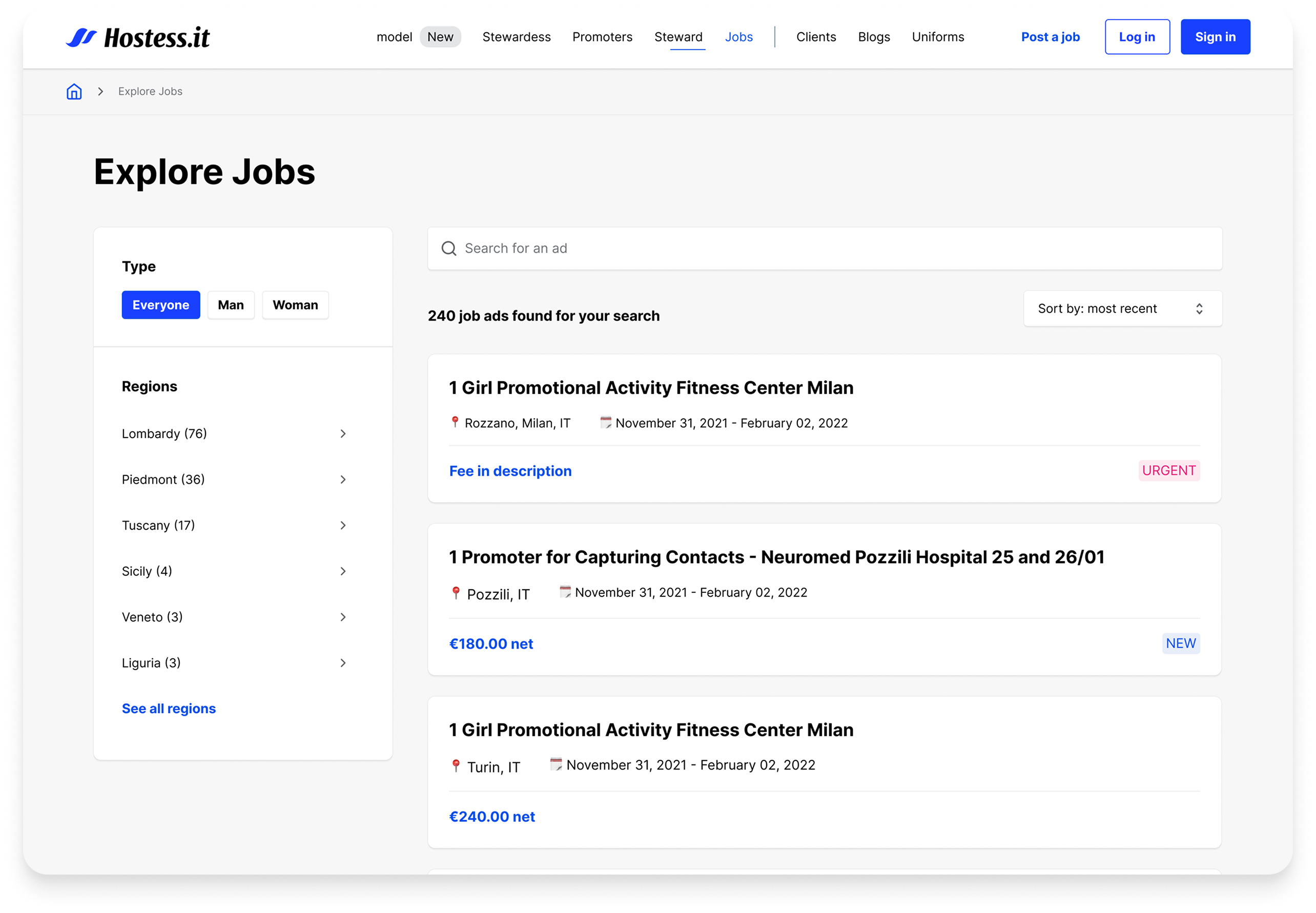 Explore Jobs page for promoters