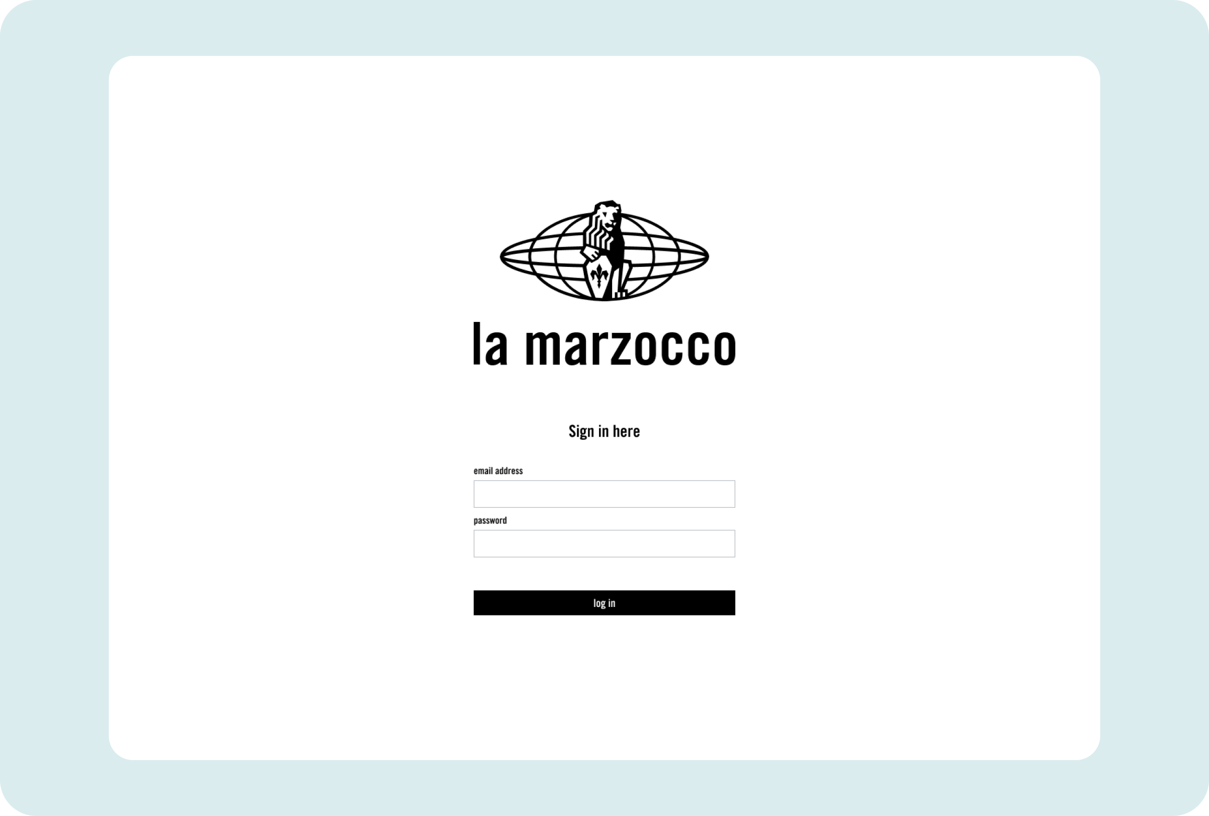 La Marzocco advisor sign-in screen