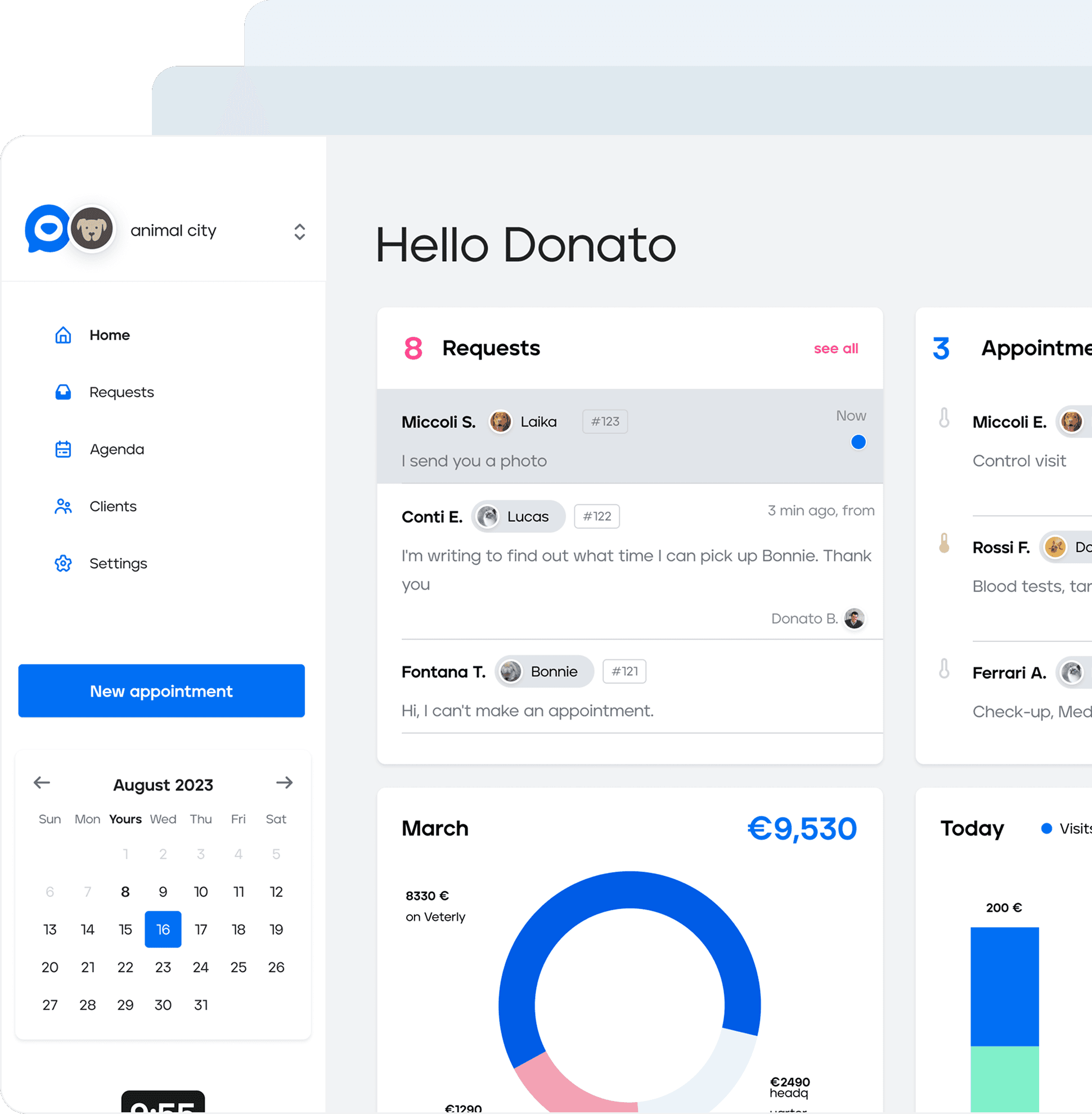 Veterly veterinary management platform interface