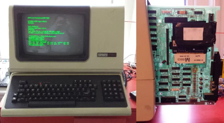 A DEC VT100 terminal with green text on dark screen