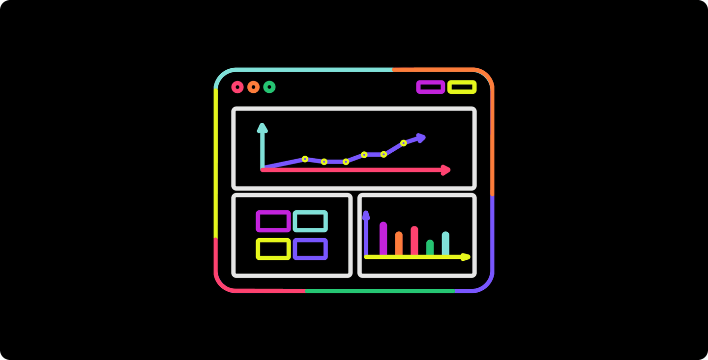 Dashboard interface with charts and metrics