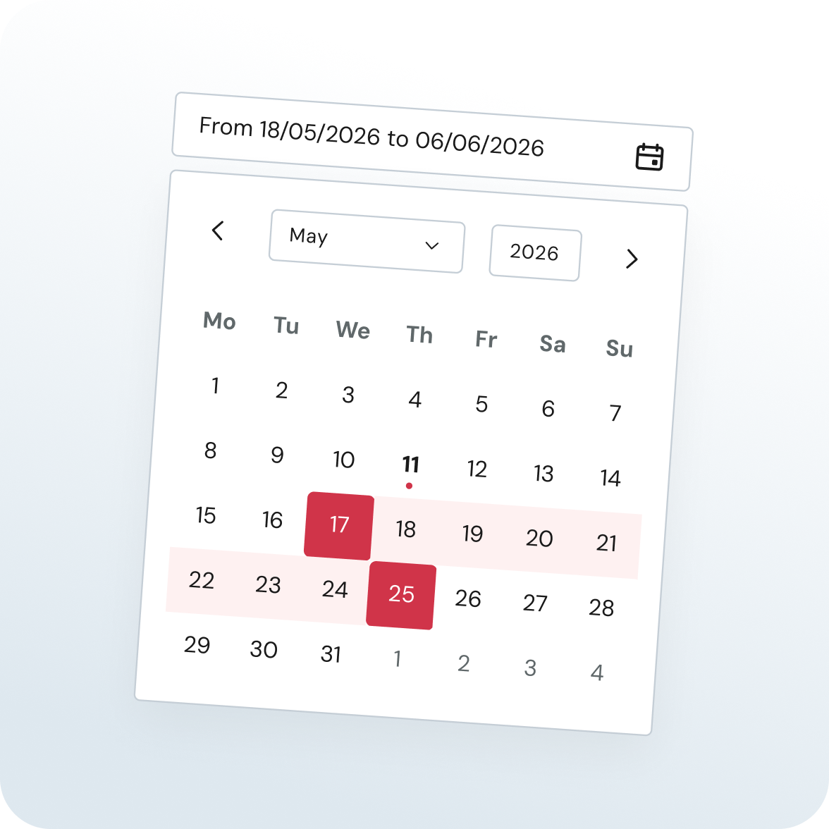 4Dem date selection component