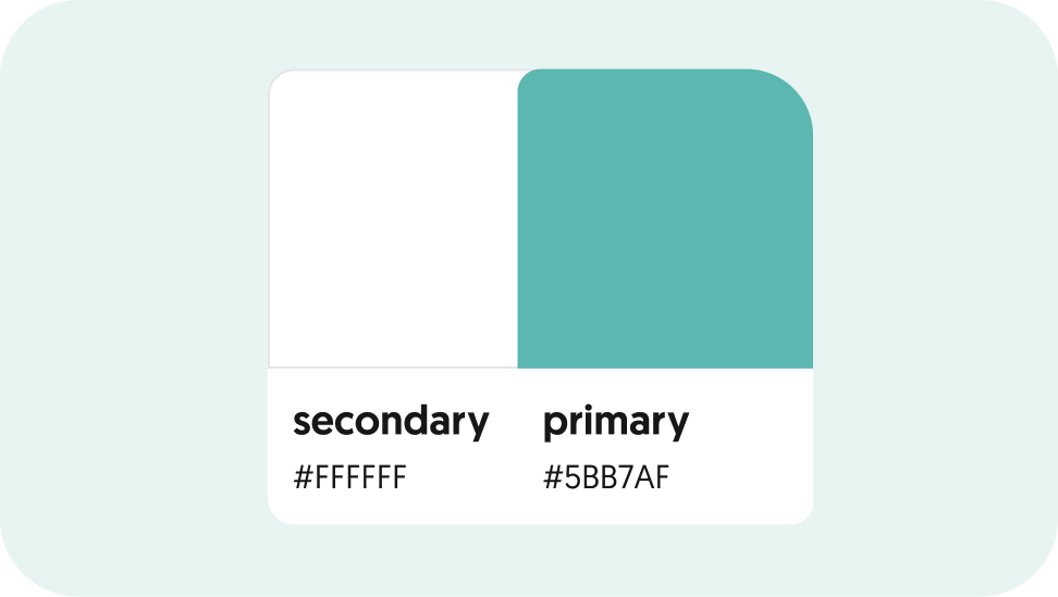 Anonymised color system — primary and secondary swatches