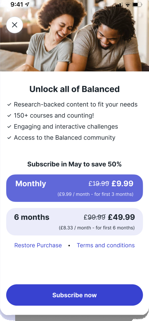 Balanced subscription paywall