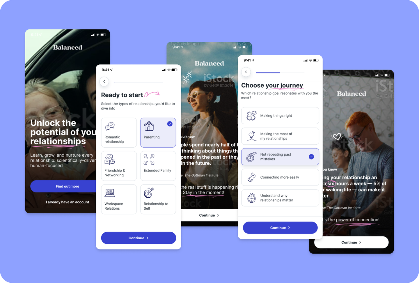 Balanced onboarding with relationship types and goals