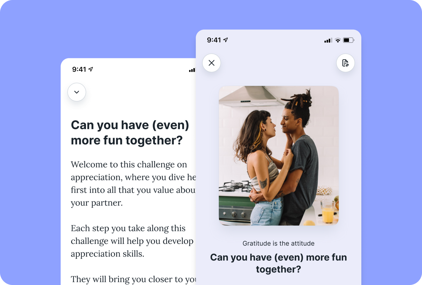 Balanced challenge on appreciation between partners