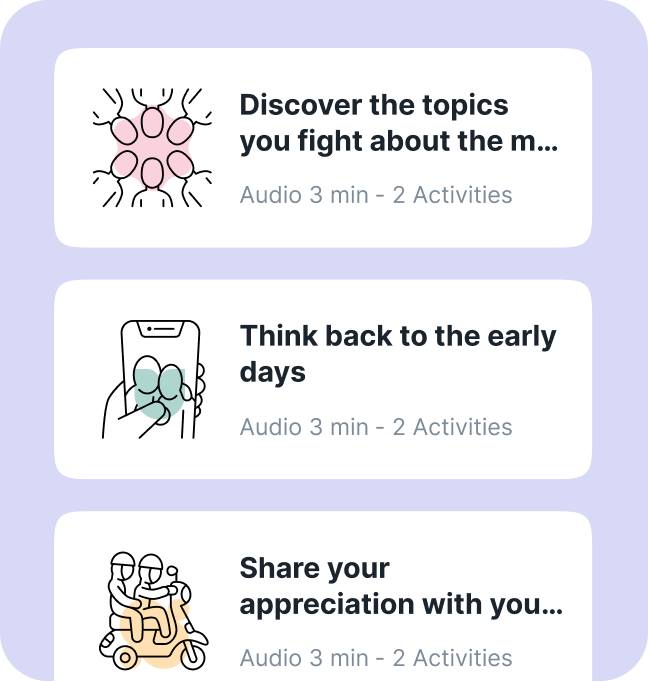 Balanced course steps with hand-drawn illustrations