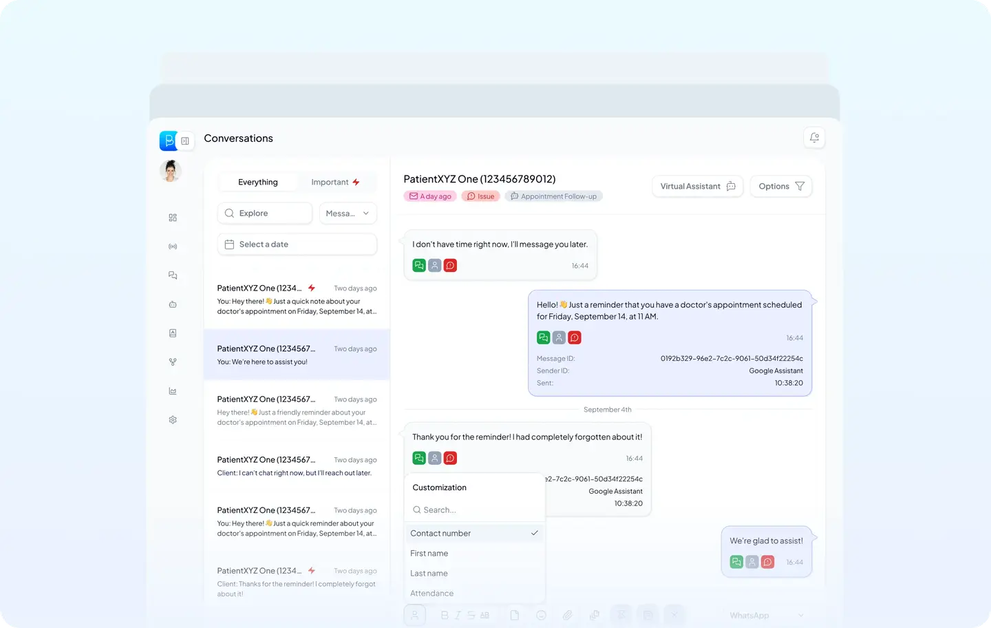 Blue.ai conversations interface