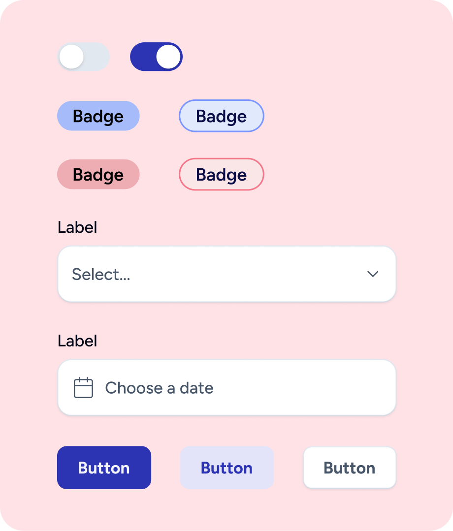 Bonobo AI UI components: toggles, badges, inputs and buttons