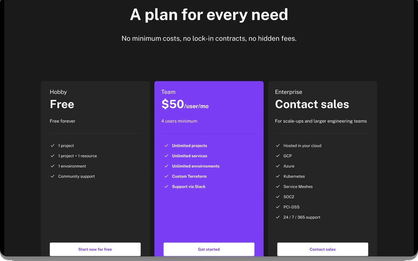 Digger pricing plans section