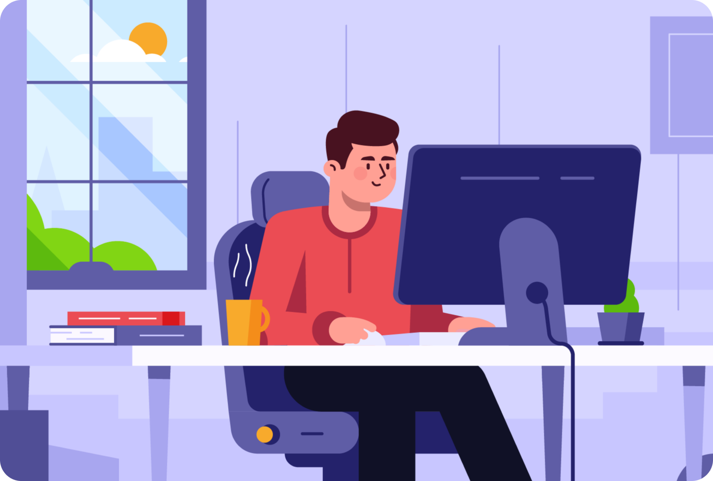Digger illustration of a developer working at a desk