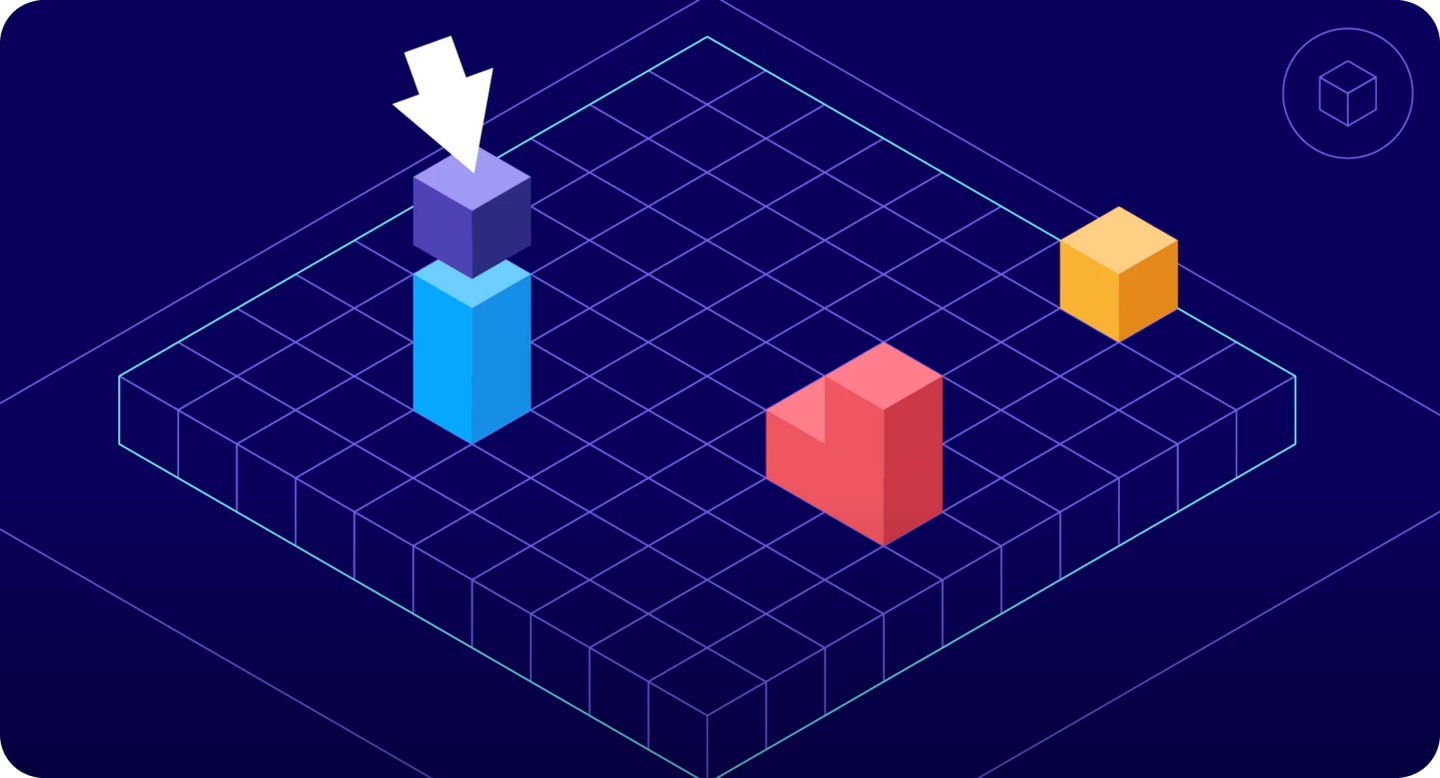 Digger isometric illustration of infrastructure blocks on a grid