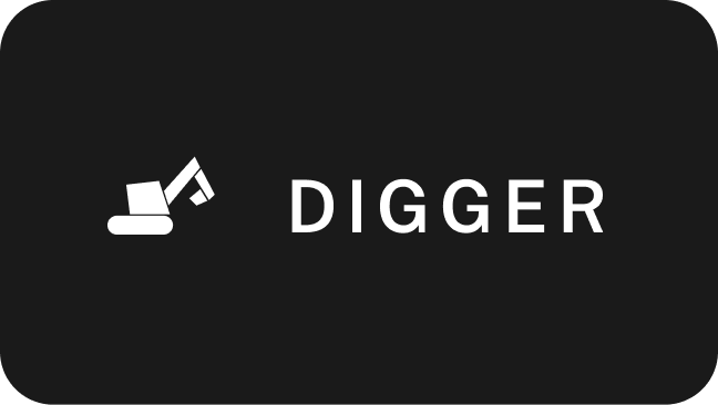 Digger logo on a dark background