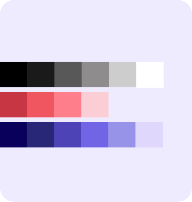Digger color palette with neutral, coral and purple shades