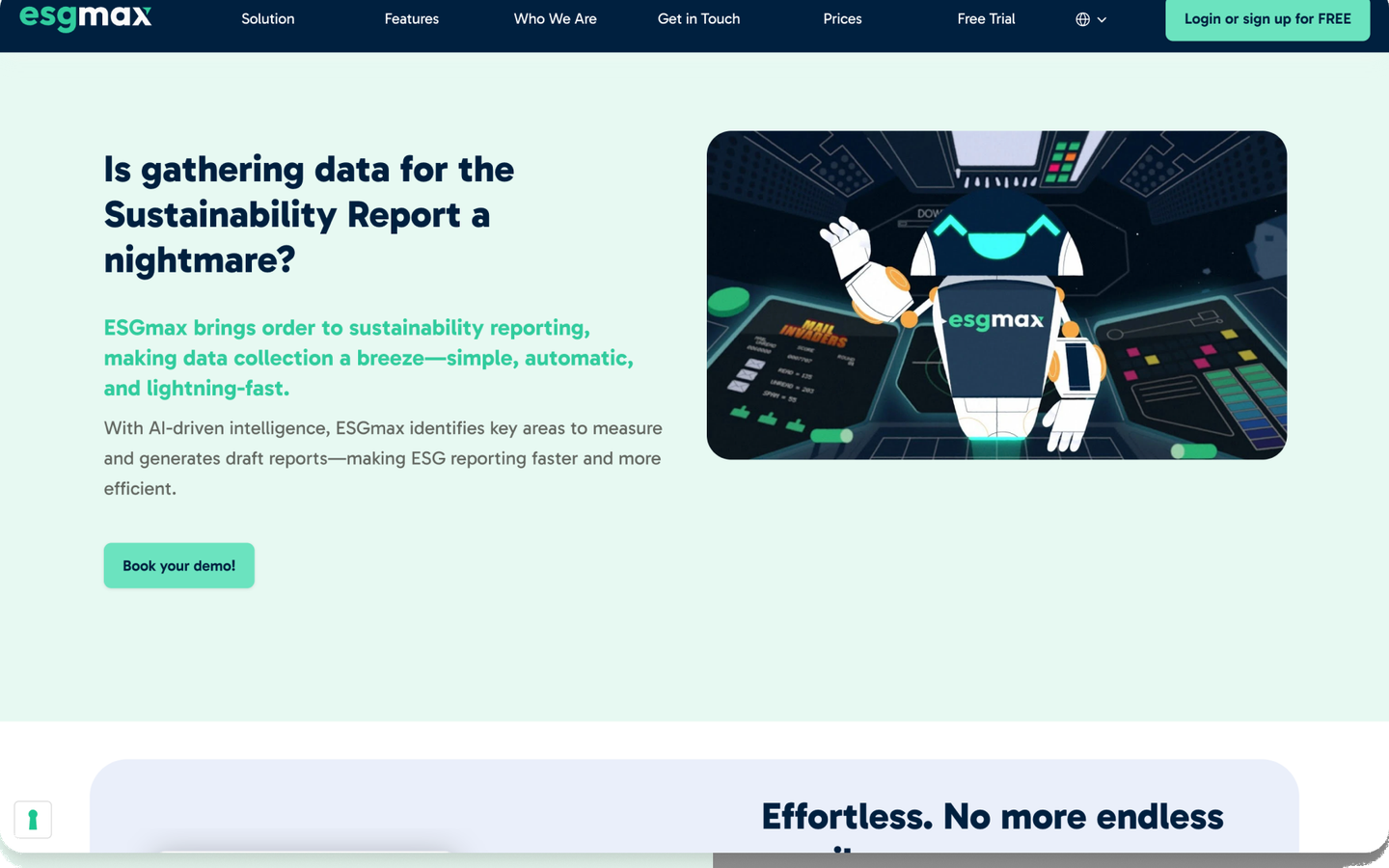 ESGMax website hero on sustainability reporting