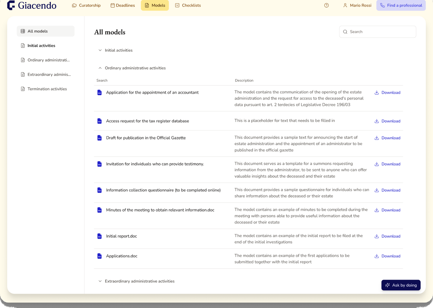 Giacendo document templates library