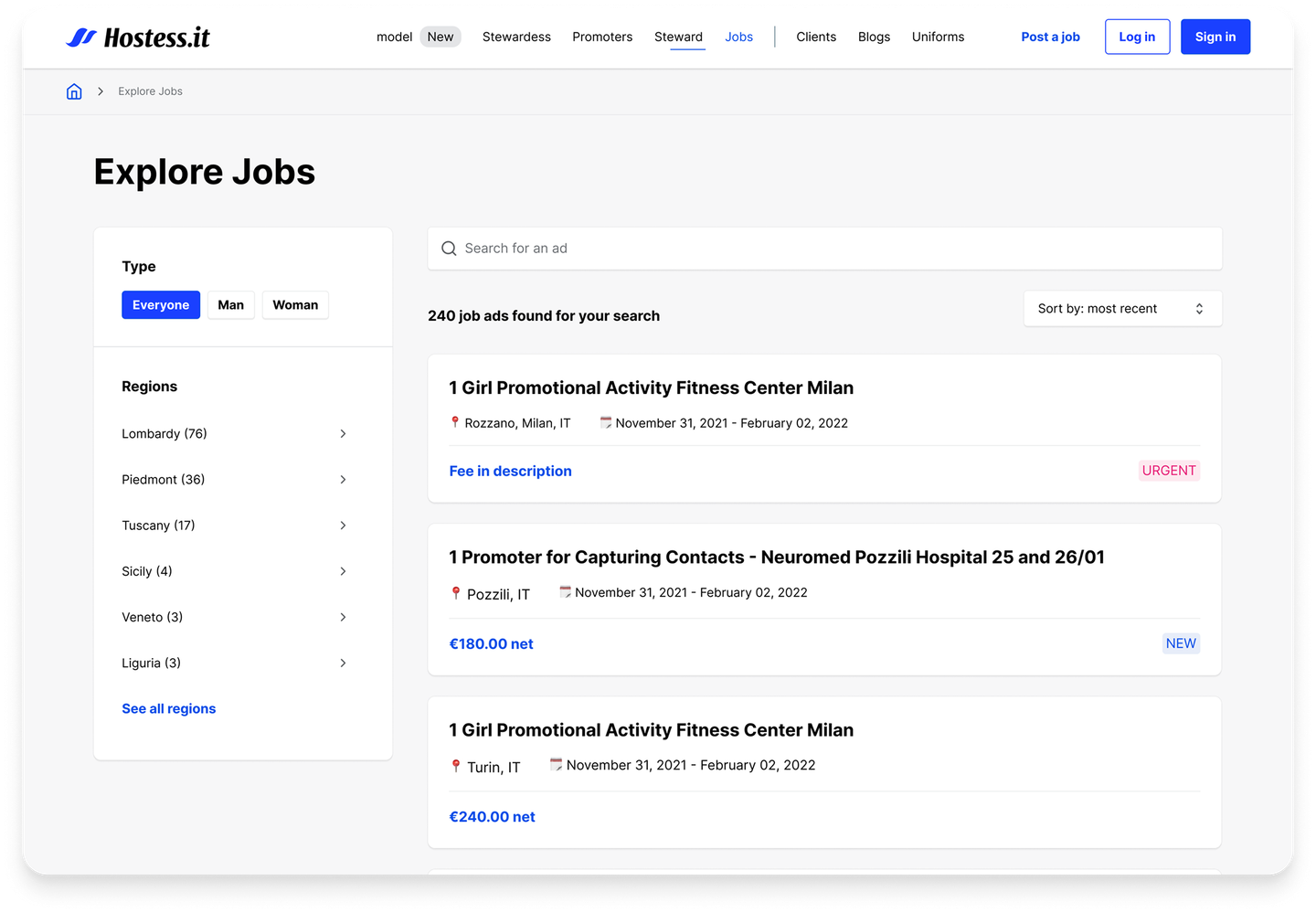 Explore Jobs page for promoters