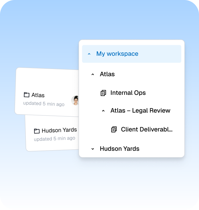Instill AI workspace tree with projects and collections