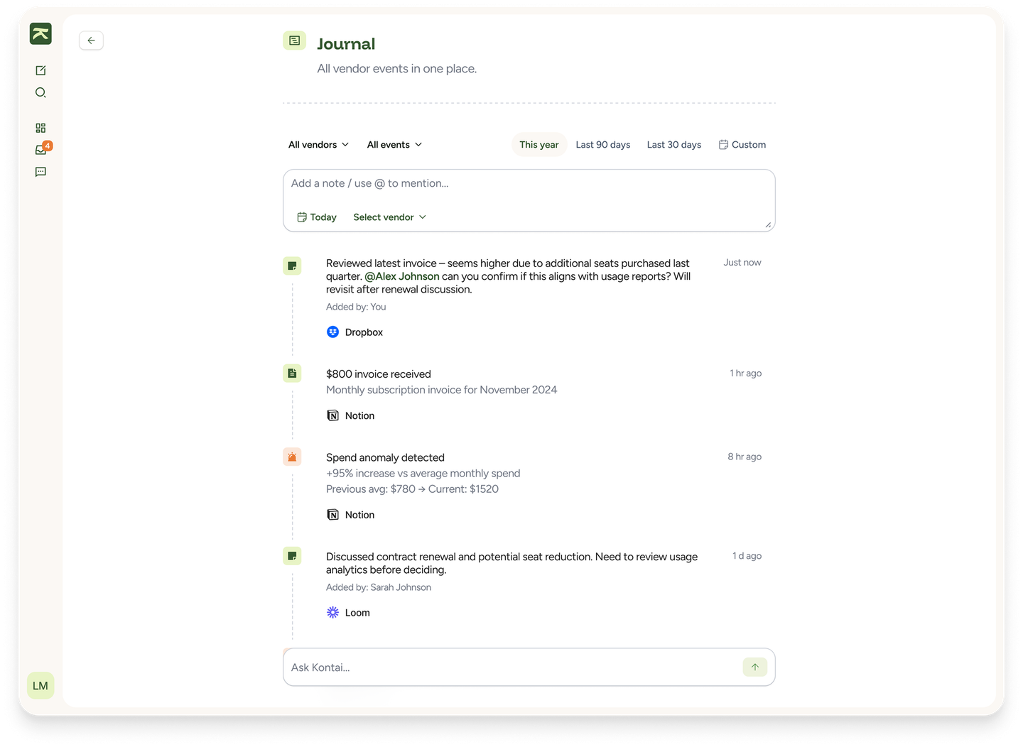 Kontai analytics view