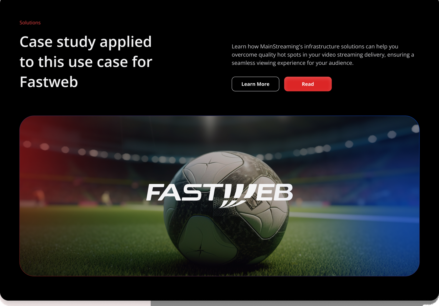 MainStreaming success story section featuring Fastweb