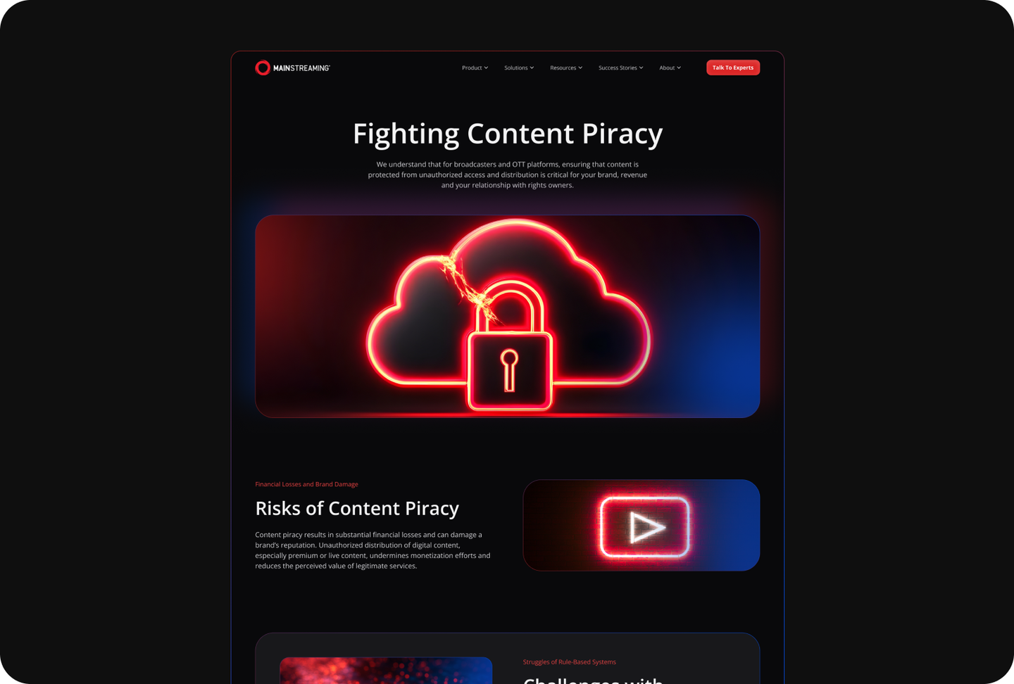 MainStreaming Fighting Content Piracy page layout
