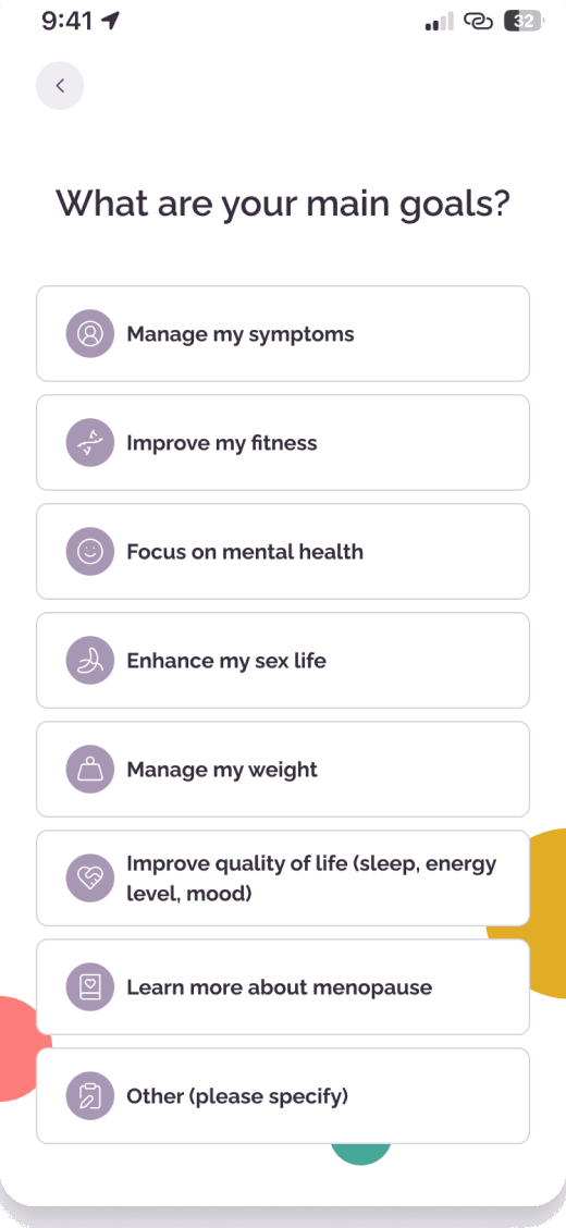 Pausetiv onboarding goal selection
