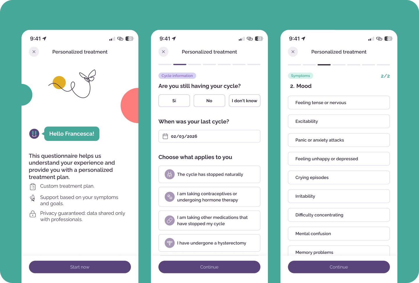 Pausetiv personalized treatment questionnaire