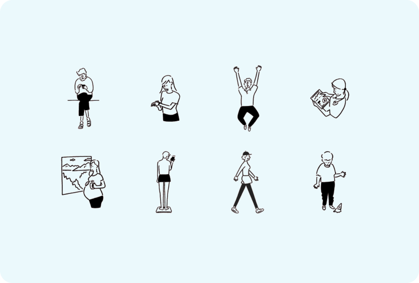 Sencare line illustrations of everyday health and wellbeing moments