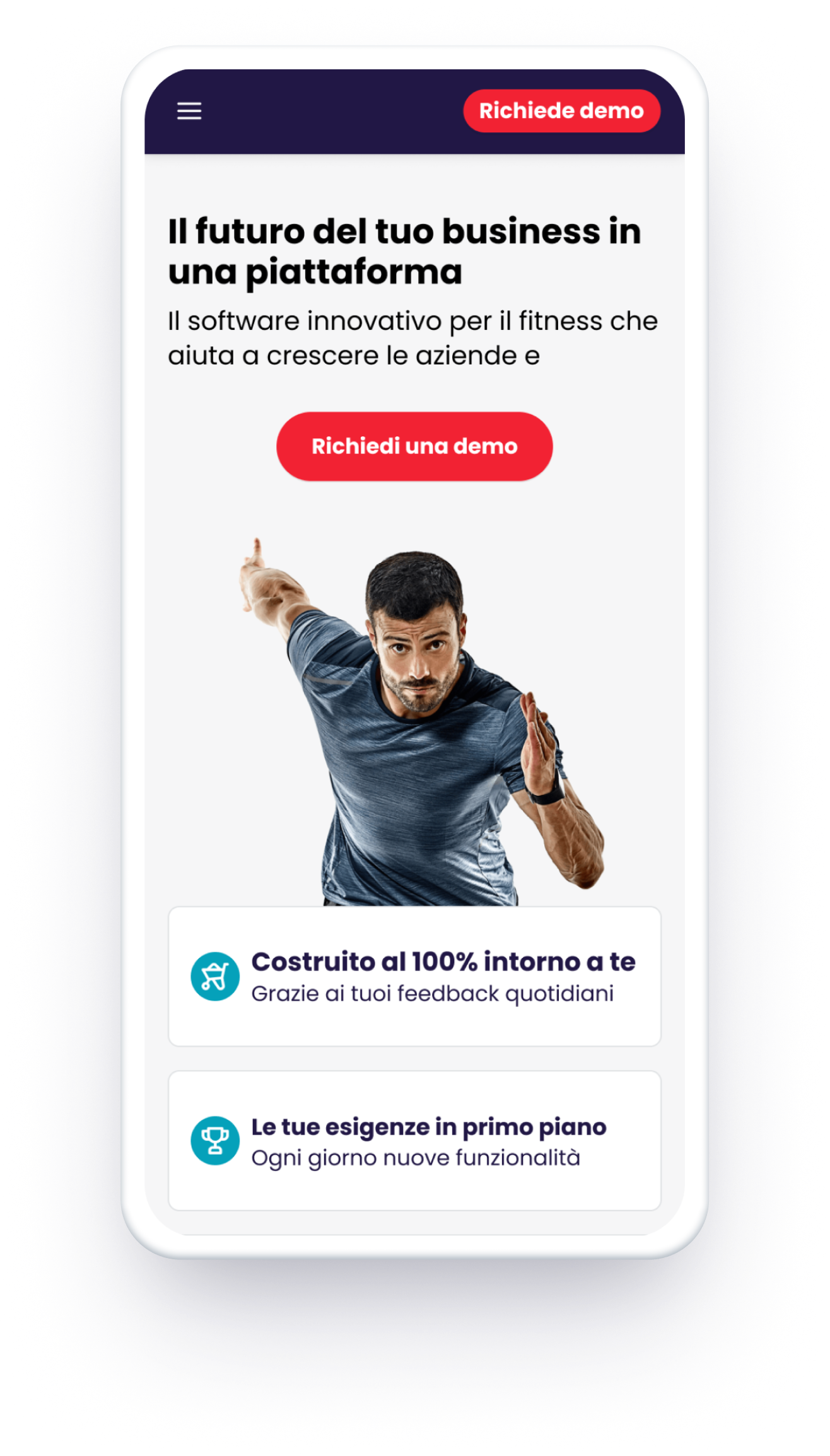 Sportclubby mobile app home screen