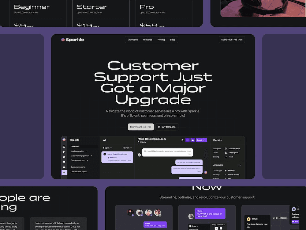 Sparkle website built on Framer