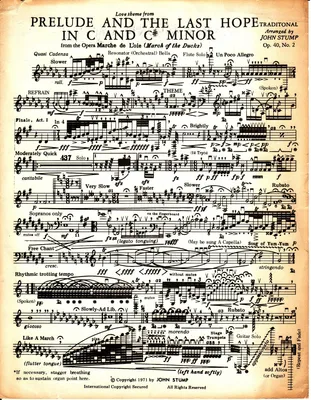 A page of complex classical sheet music with staves and notation